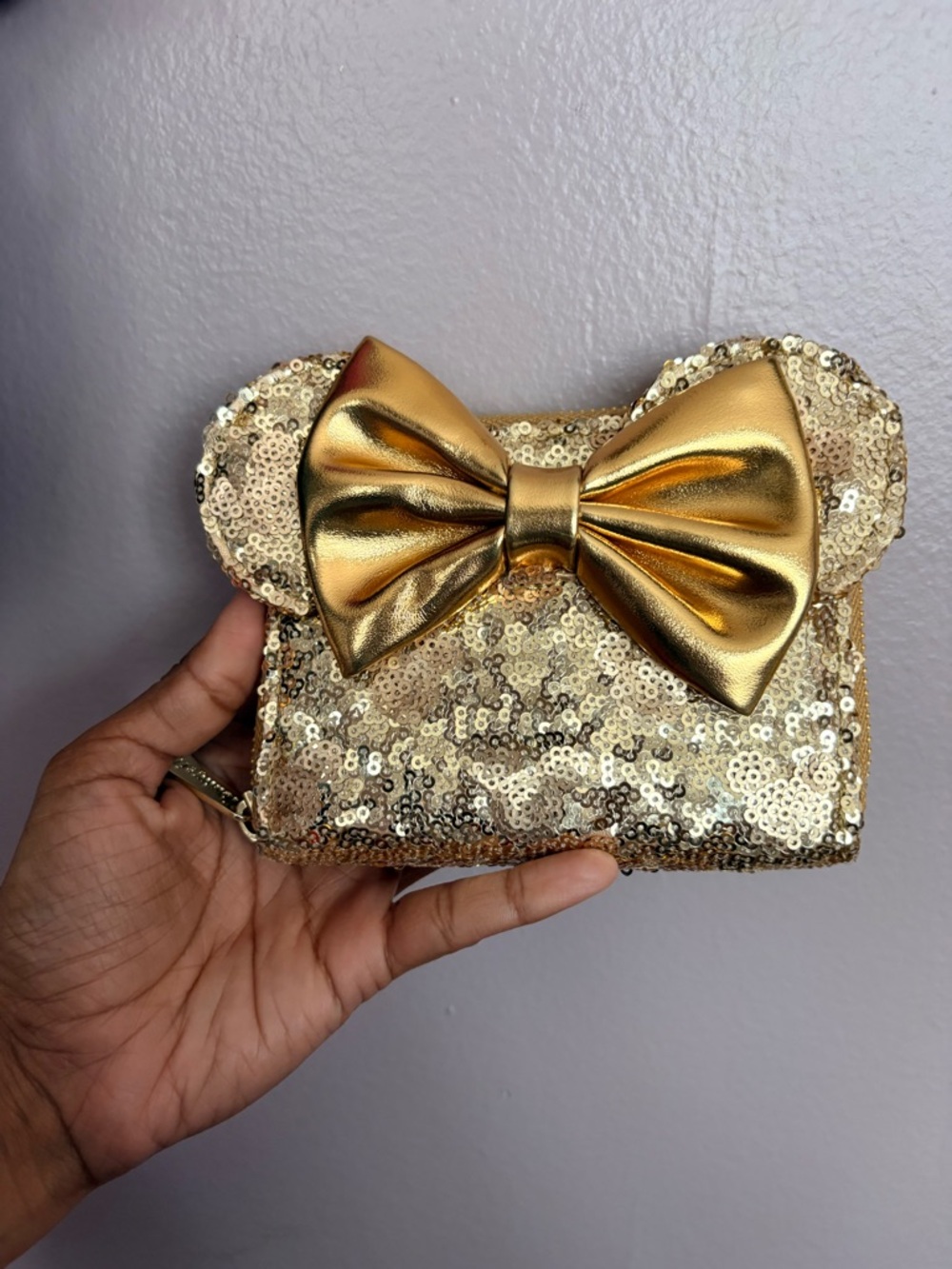 Loungefly Gold Sequin Bow Ear Wallet